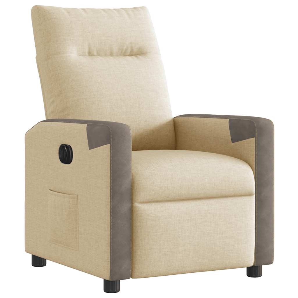 vidaXL Fotoliu rabatabil electric, crem, material textil