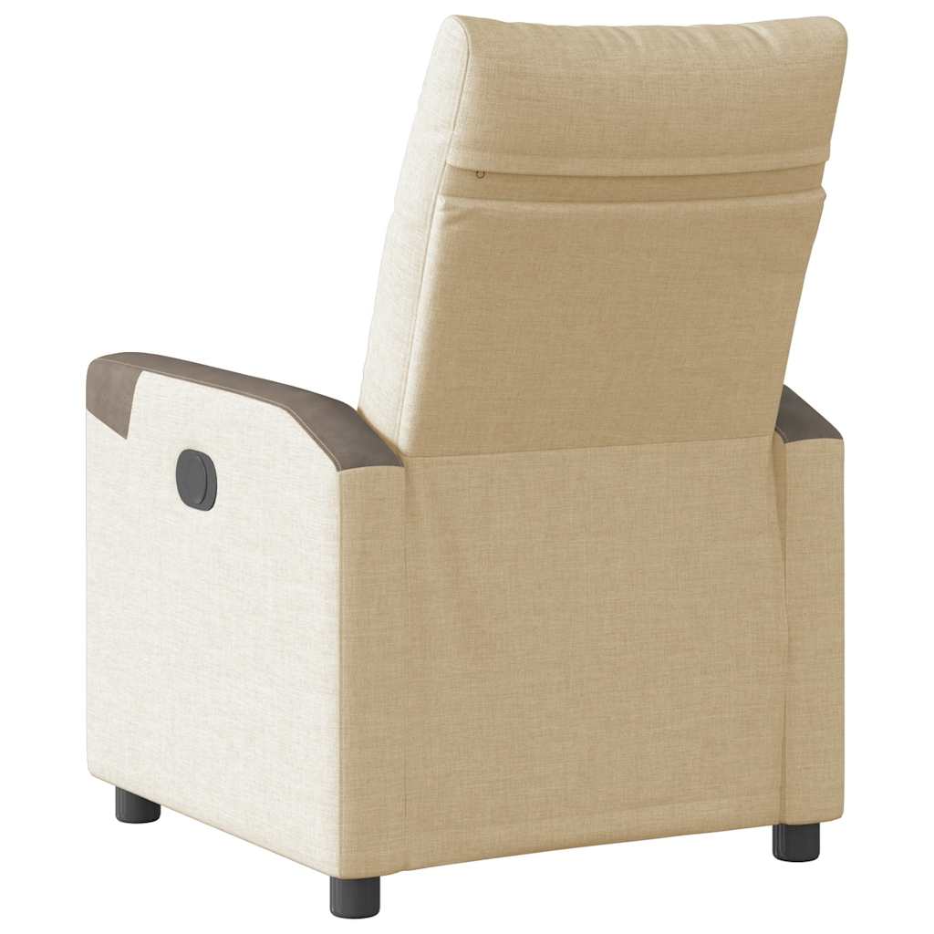 vidaXL Fotoliu rabatabil electric, crem, material textil