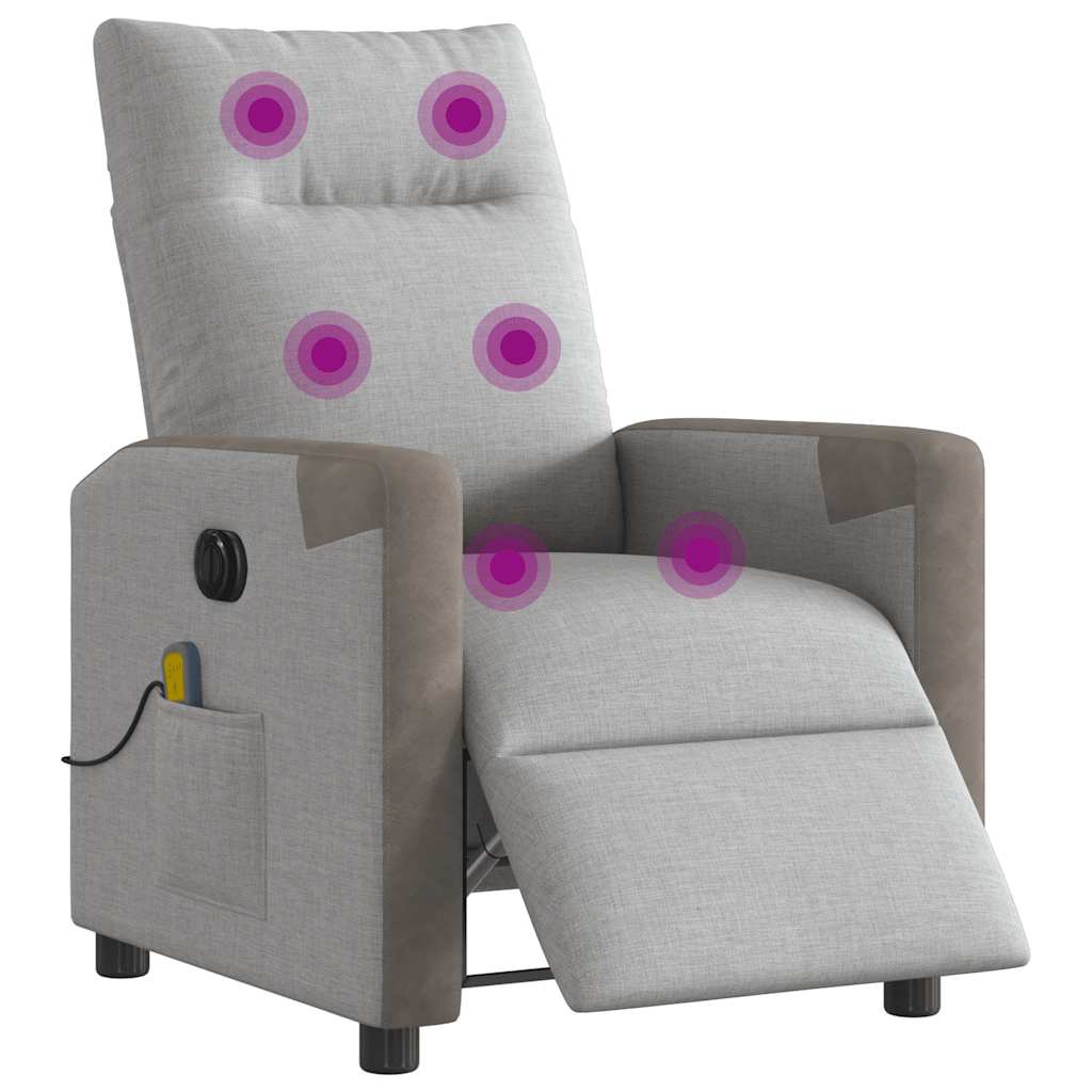 vidaXL Scaun reclinabil electric pentru masaj Cloud Grey Fabric vidaXL Scaun reclinabil electric pentru masaj Cloud Grey Fabric