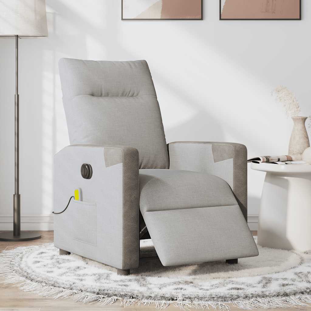 vidaXL Scaun reclinabil electric pentru masaj Cloud Grey Fabric vidaXL Scaun reclinabil electric pentru masaj Cloud Grey Fabric