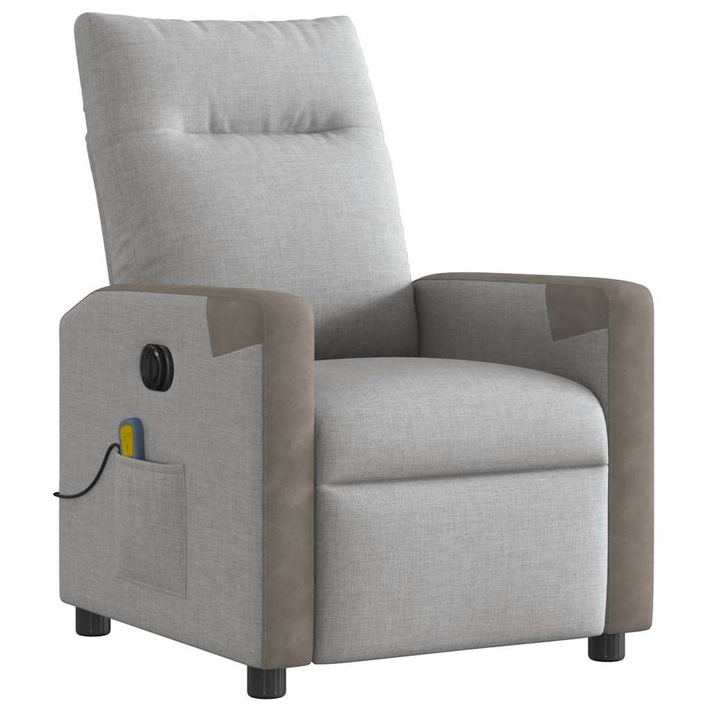 vidaXL Scaun reclinabil electric pentru masaj Cloud Grey Fabric vidaXL Scaun reclinabil electric pentru masaj Cloud Grey Fabric
