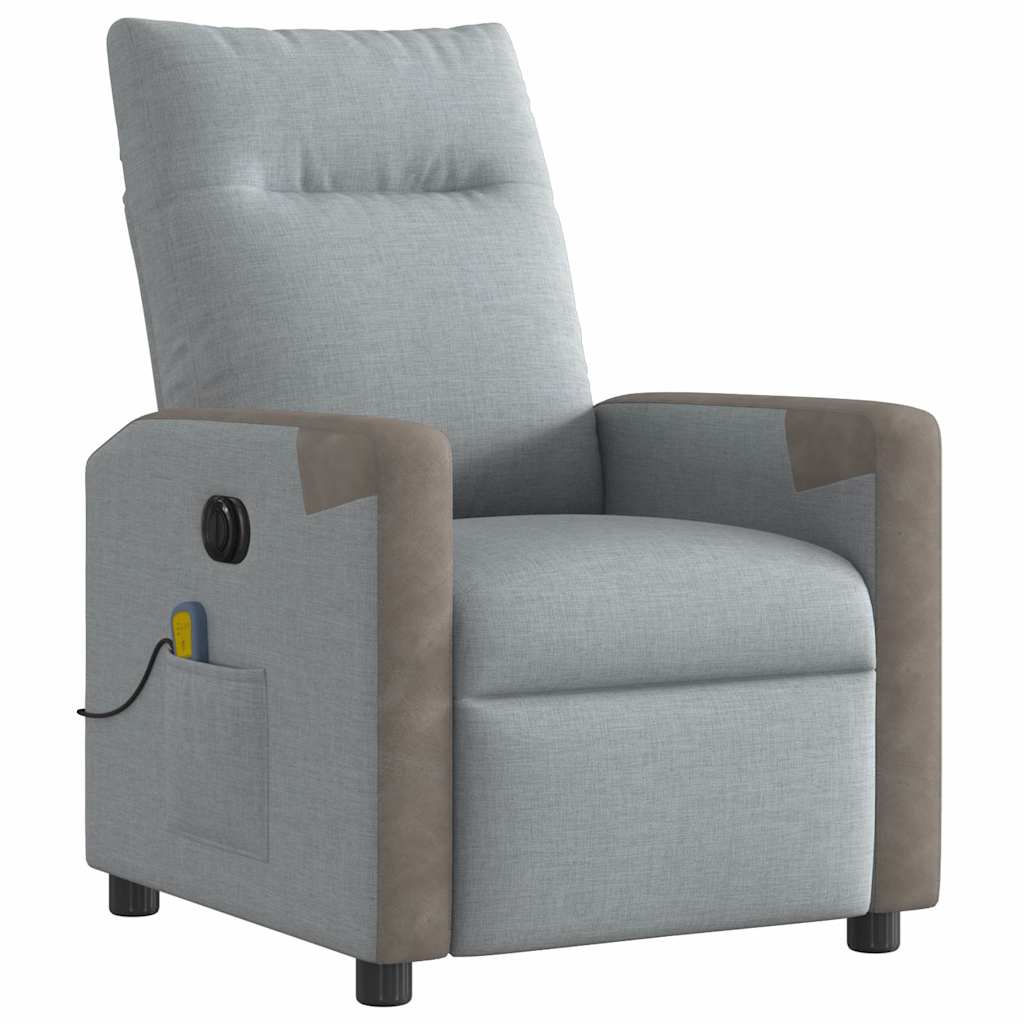 vidaXL Fotoliu electric de masaj rabatabil, gri deschis, microfibră