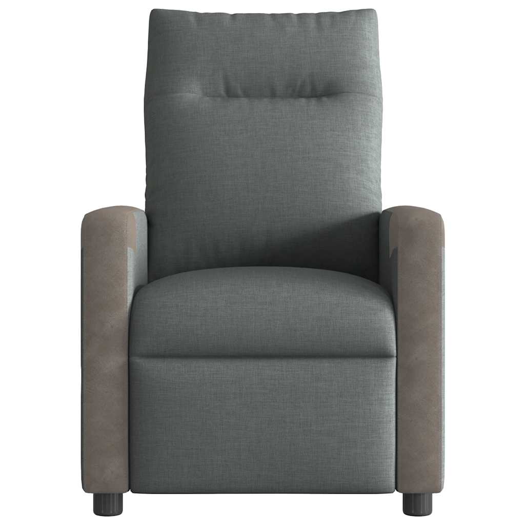 vidaXL Fotoliu electric de masaj rabatabil, gri închis, textil