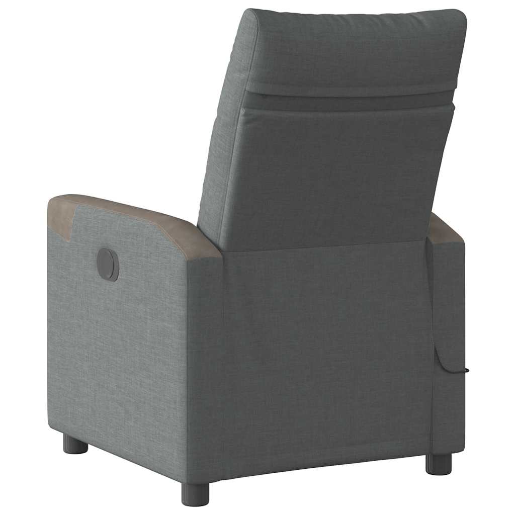 vidaXL Fotoliu electric de masaj rabatabil, gri închis, textil
