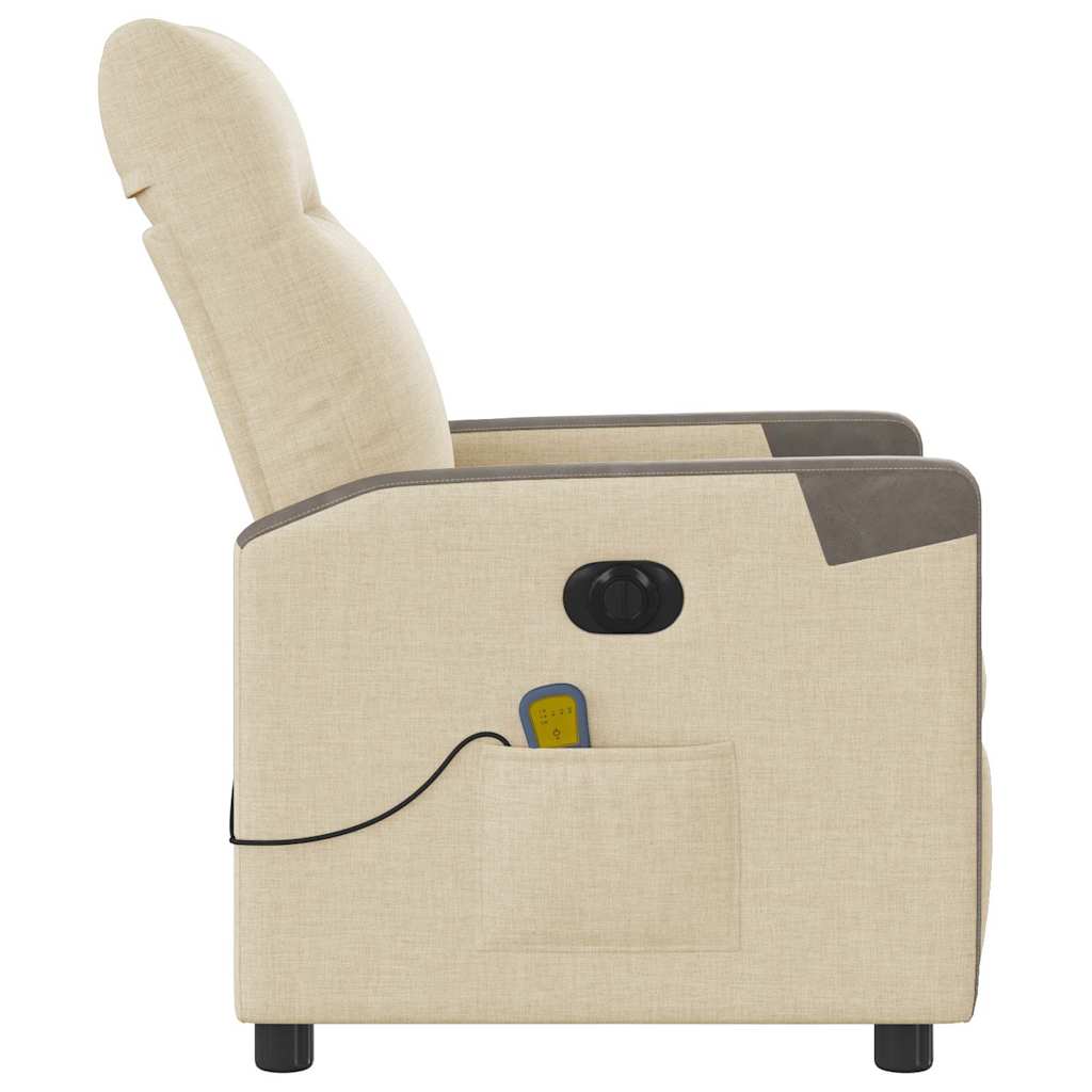 vidaXL Fotoliu electric de masaj rabatabil, crem, textil
