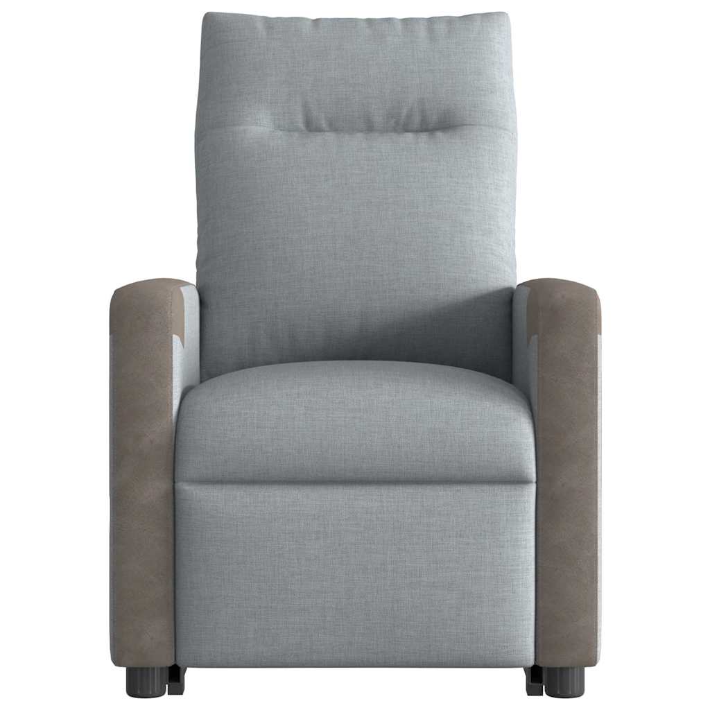 vidaXL Fotoliu rabatabil cu ridicare, gri deschis, material textil
