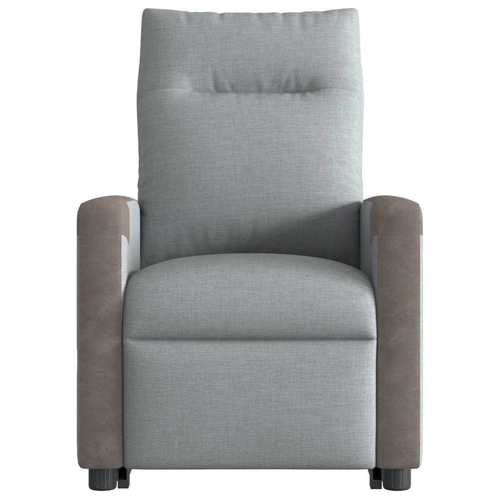 vidaXL Fotoliu de masaj rabatabil cu ridicare, gri deschis, textil vidaXL Fotoliu de masaj rabatabil cu ridicare, gri deschis, textil