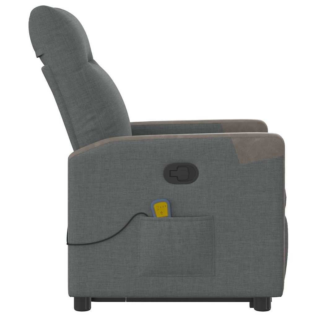 vidaXL Fotoliu de masaj rabatabil cu ridicare, gri închis, textil vidaXL Fotoliu de masaj rabatabil cu ridicare, gri închis, textil