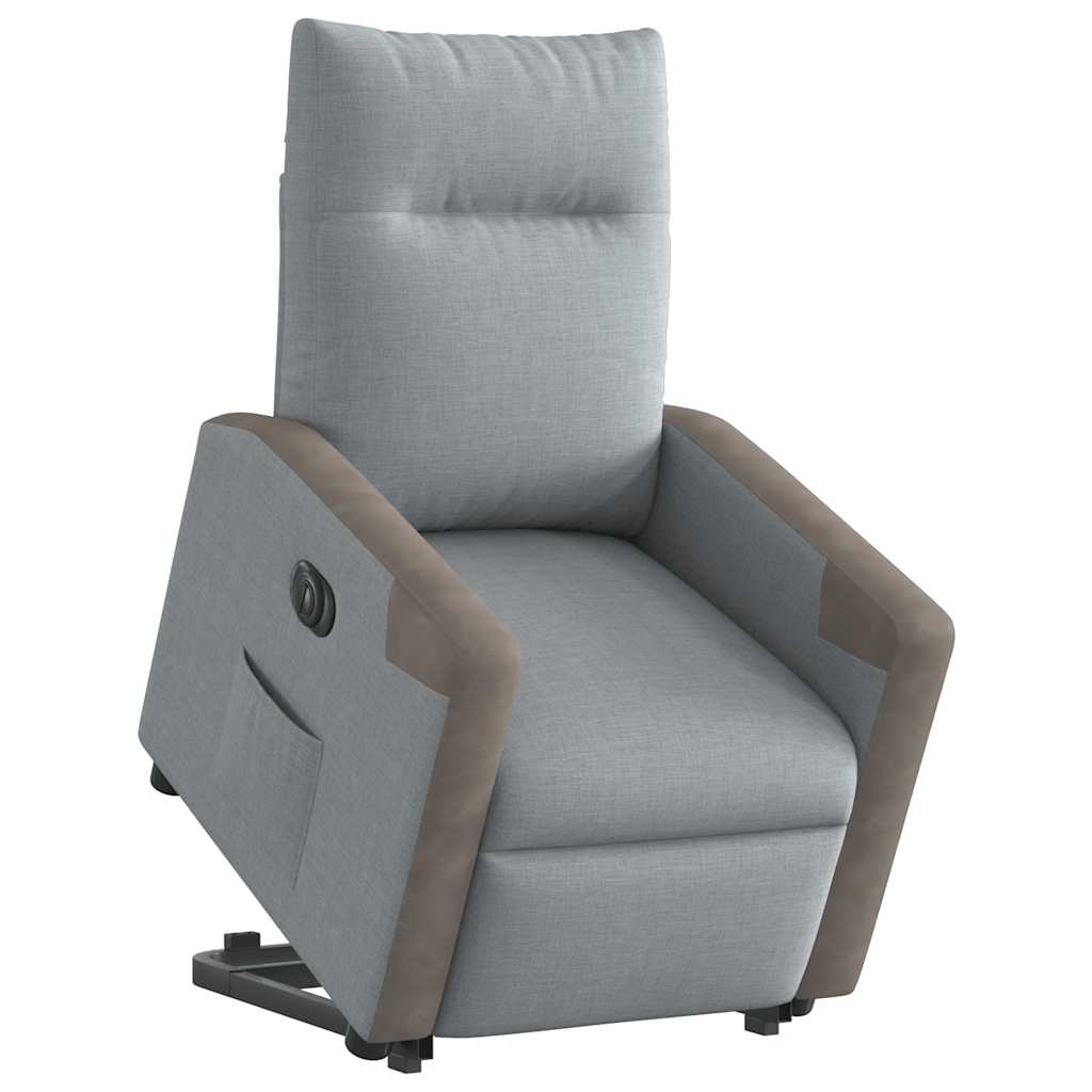vidaXL Fotoliu electric rabatabil cu ridicare, gri deschis, textil