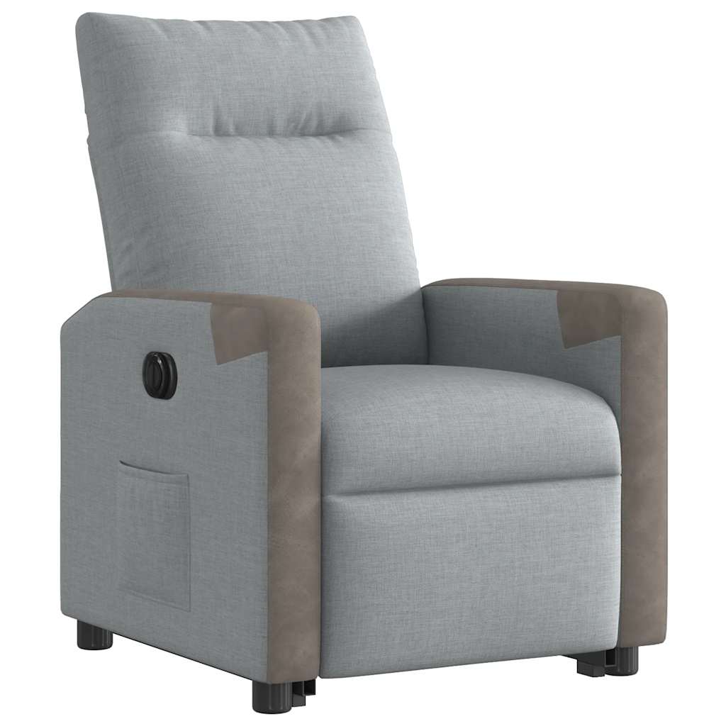 vidaXL Fotoliu electric rabatabil cu ridicare, gri deschis, textil