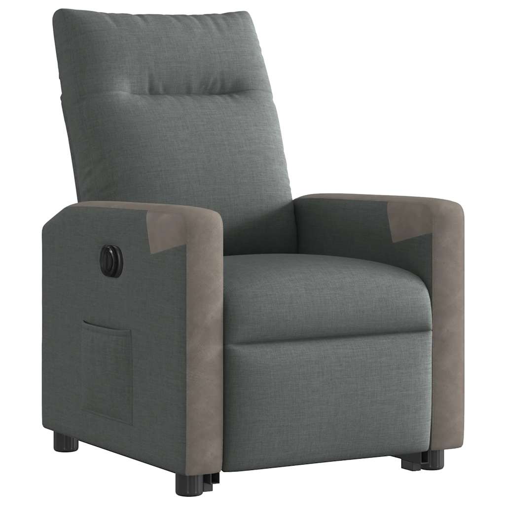 vidaXL Fotoliu electric rabatabil cu ridicare, gri închis, textil