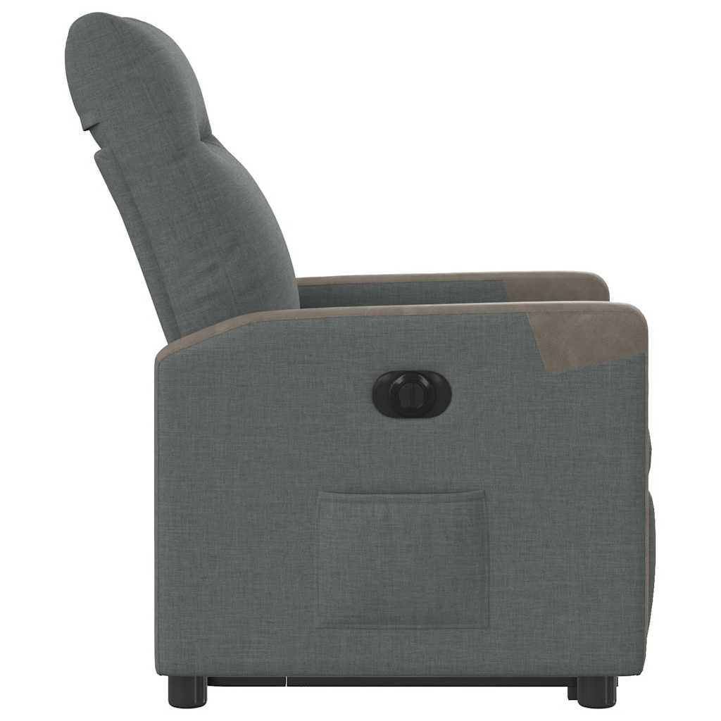 vidaXL Fotoliu electric rabatabil cu ridicare, gri închis, textil