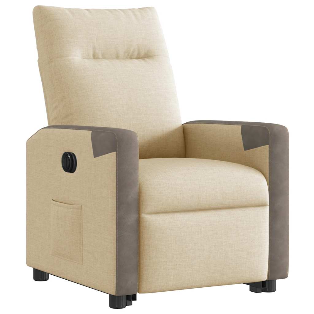 vidaXL Fotoliu electric rabatabil cu ridicare, crem, textil