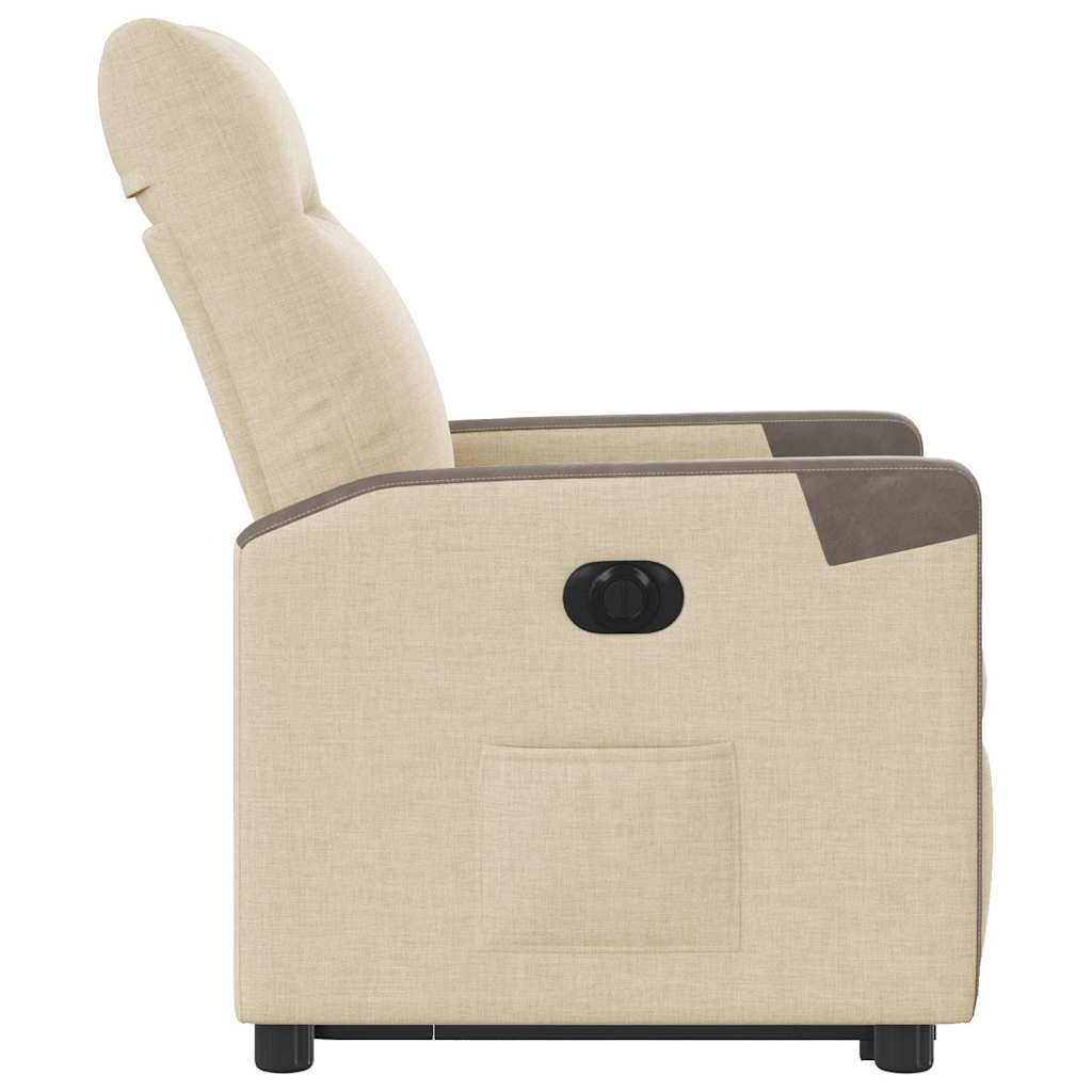 vidaXL Fotoliu electric rabatabil cu ridicare, crem, textil