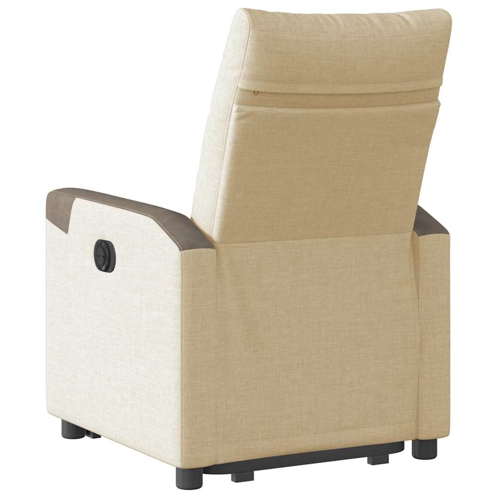 vidaXL Fotoliu electric rabatabil cu ridicare, crem, textil