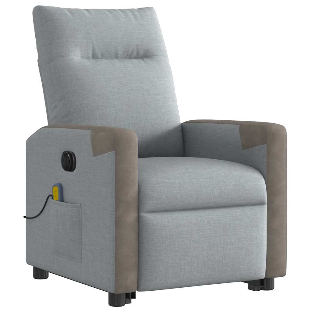 vidaXL Fotoliu electric masaj rabatabil cu ridicare, gri închis textil