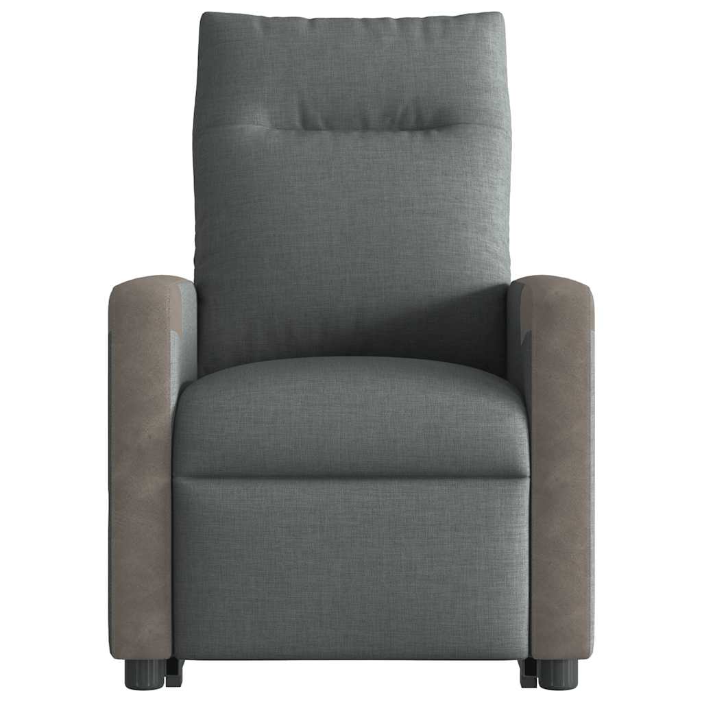 vidaXL Fotoliu electric masaj rabatabil cu ridicare, gri închis textil