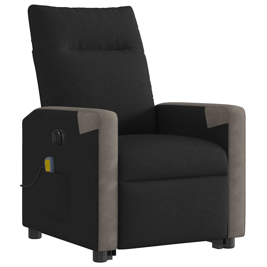 vidaXL Fotoliu electric de masaj rabatabil cu ridicare, negru, textil