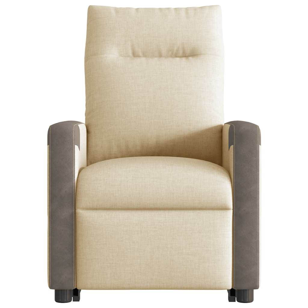 vidaXL Fotoliu electric de masaj rabatabil cu ridicare, crem, textil vidaXL Fotoliu electric de masaj rabatabil cu ridicare, crem, textil