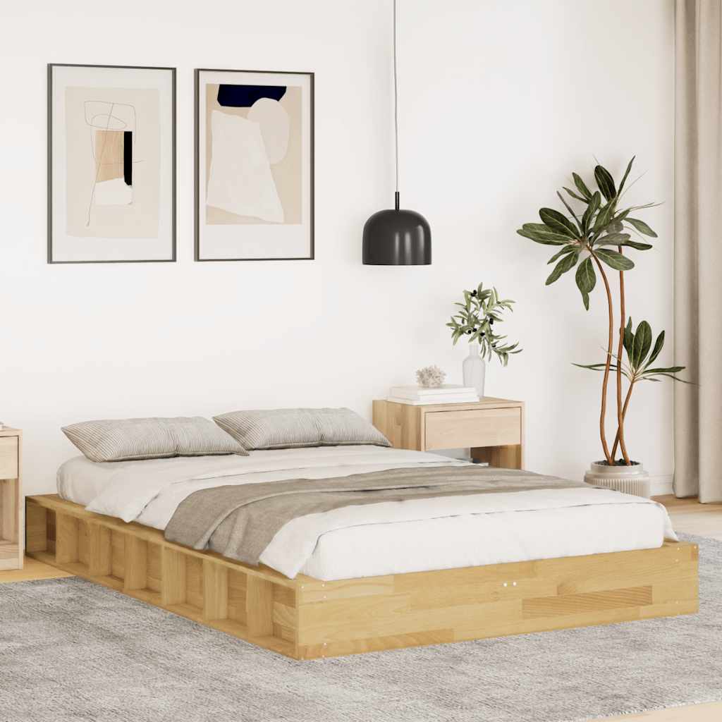 vidaXL Cadru de pat fără saltea 120x200 cm din lemn masiv de stejar vidaXL Cadru de pat fără saltea 120x200 cm din lemn masiv de stejar