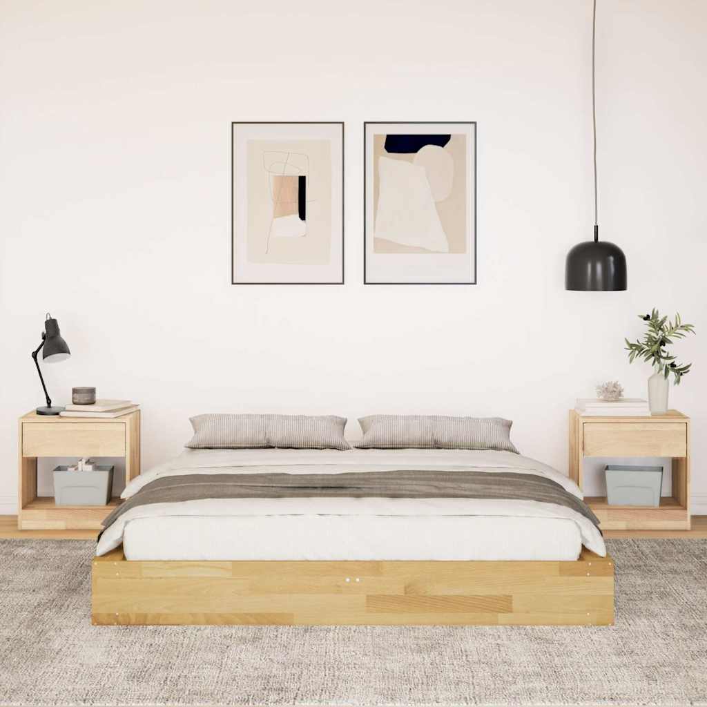 vidaXL Cadru de pat fără saltea 150x200 cm din lemn masiv de stejar vidaXL Cadru de pat fără saltea 150x200 cm din lemn masiv de stejar