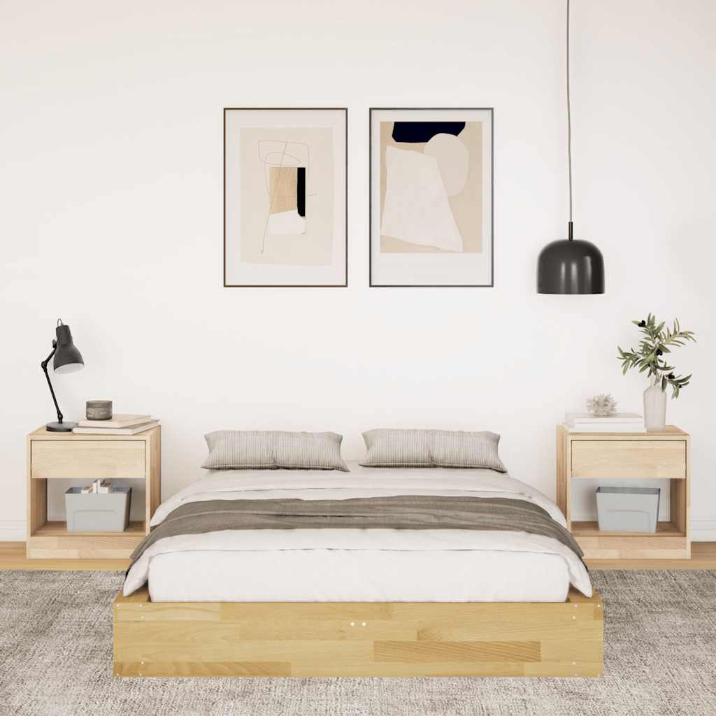 vidaXL Cadru de pat fără saltea 120x190 cm din lemn masiv de stejar vidaXL Cadru de pat fără saltea 120x190 cm din lemn masiv de stejar