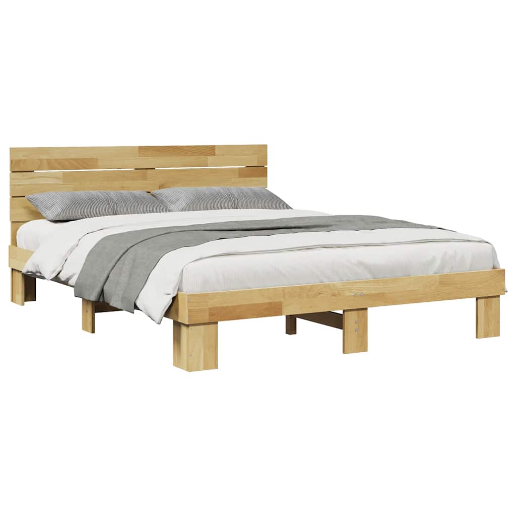 vidaXL Cadru de pat cu tăblie fără saltea 140x190 cm lemn masiv stejar