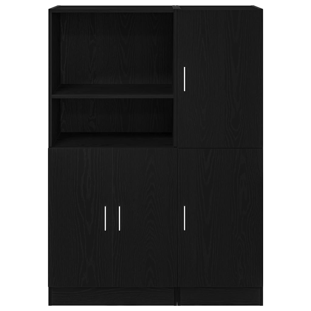 vidaXL Set dulap de bucătărie 2 piese Lemn negru prelucrat