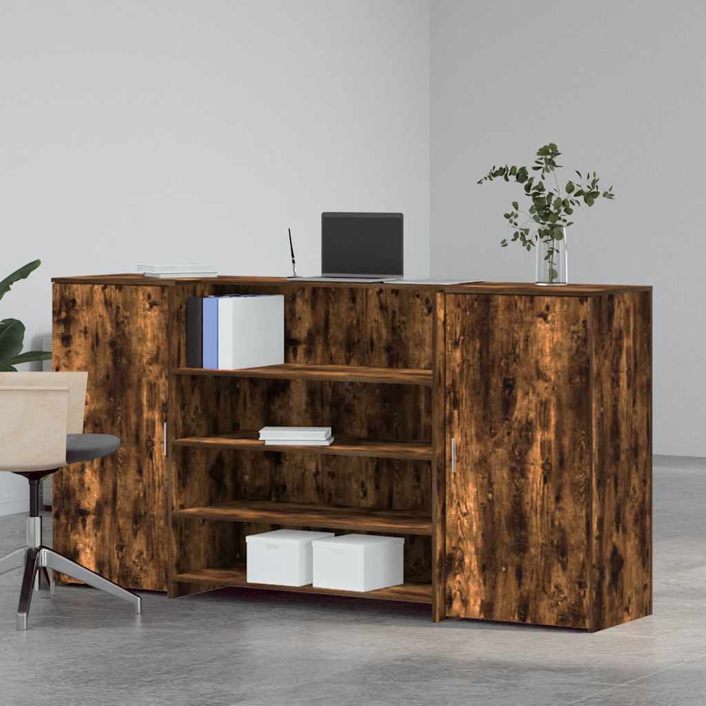 vidaXL Birou de recepție stejar afumat 200x50x103,5 cm lemn prelucrat