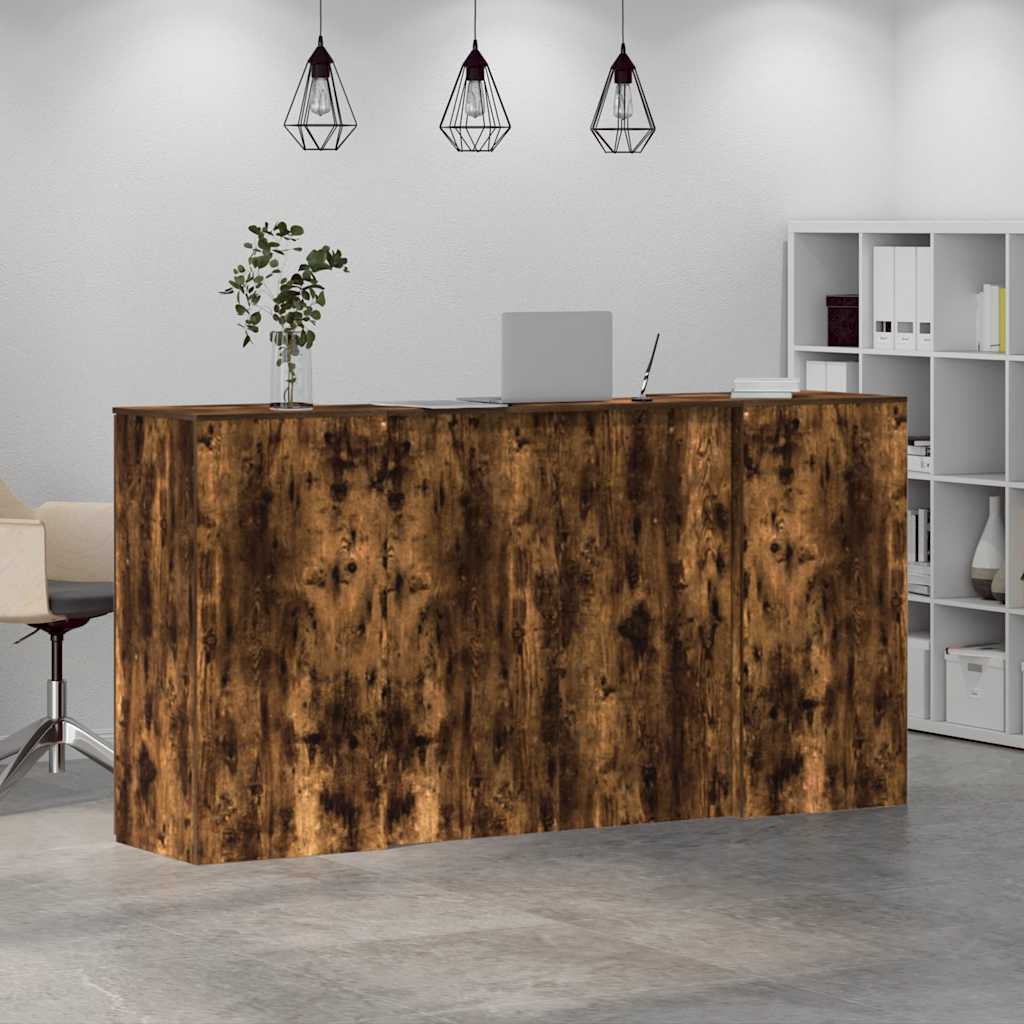 vidaXL Birou de recepție stejar afumat 200x50x103,5 cm lemn prelucrat