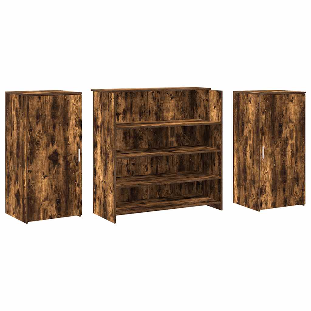 vidaXL Birou de recepție stejar afumat 200x50x103,5 cm lemn prelucrat