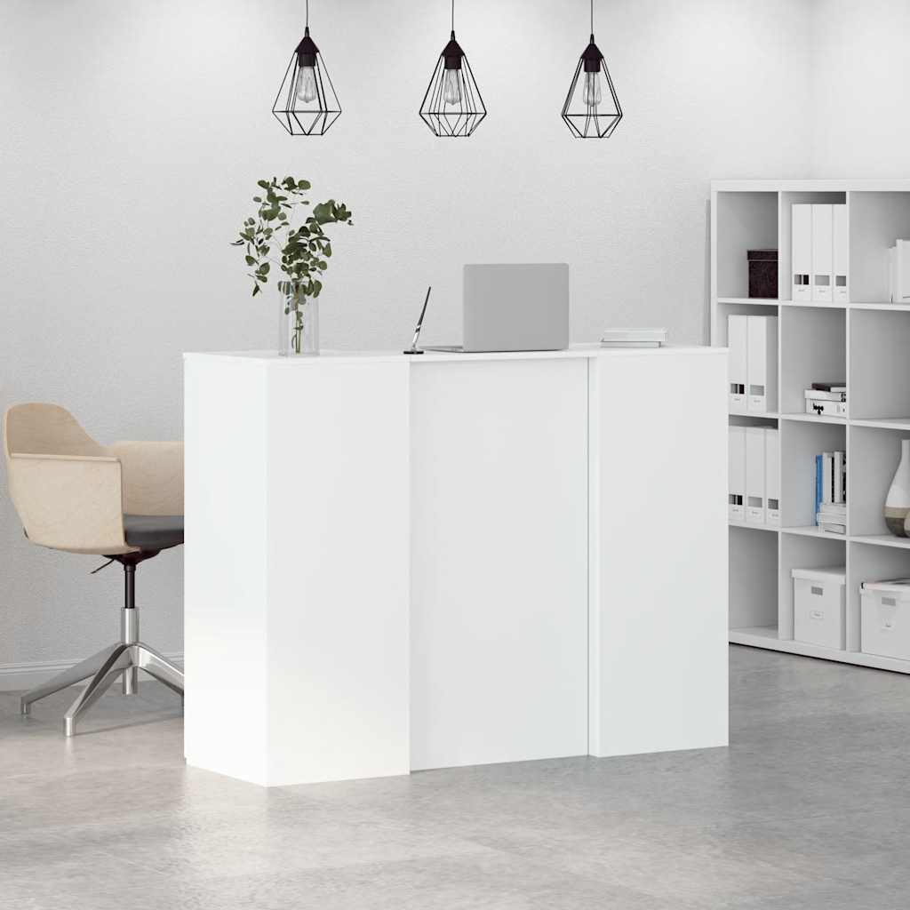 vidaXL Birou de recepție alb 135x50x103,5 cm din lemn prelucrat