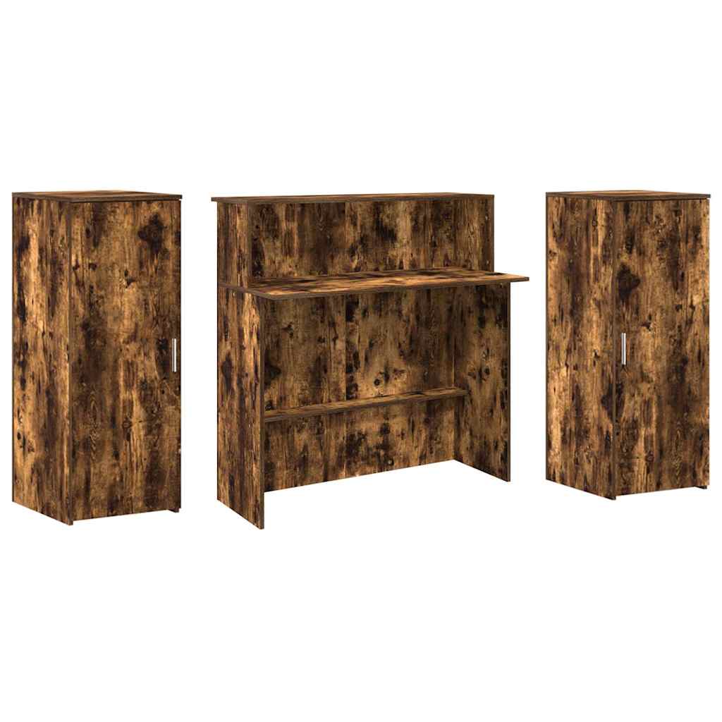 vidaXL Birou de recepție stejar afumat 180x50x103,5 cm lemn prelucrat