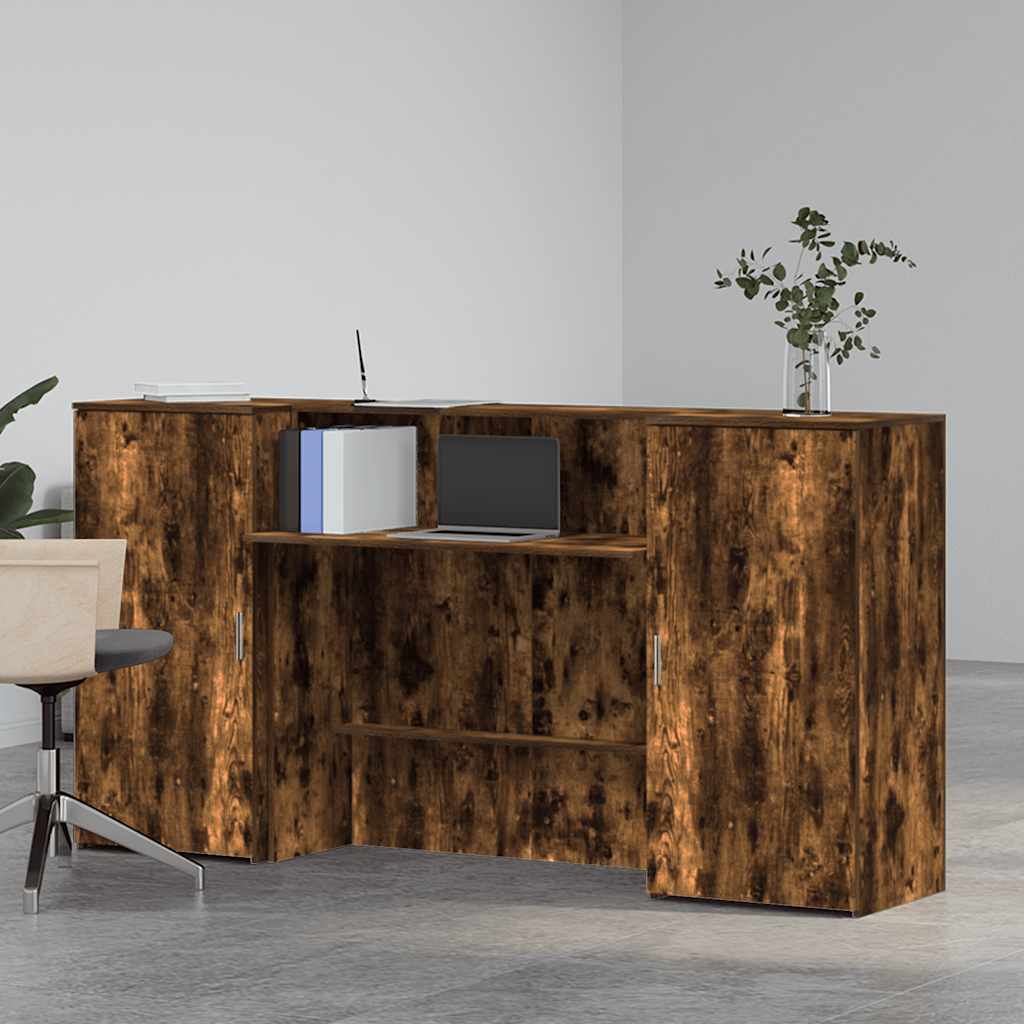 vidaXL Birou de recepție stejar afumat 200x50x103,5 cm lemn prelucrat