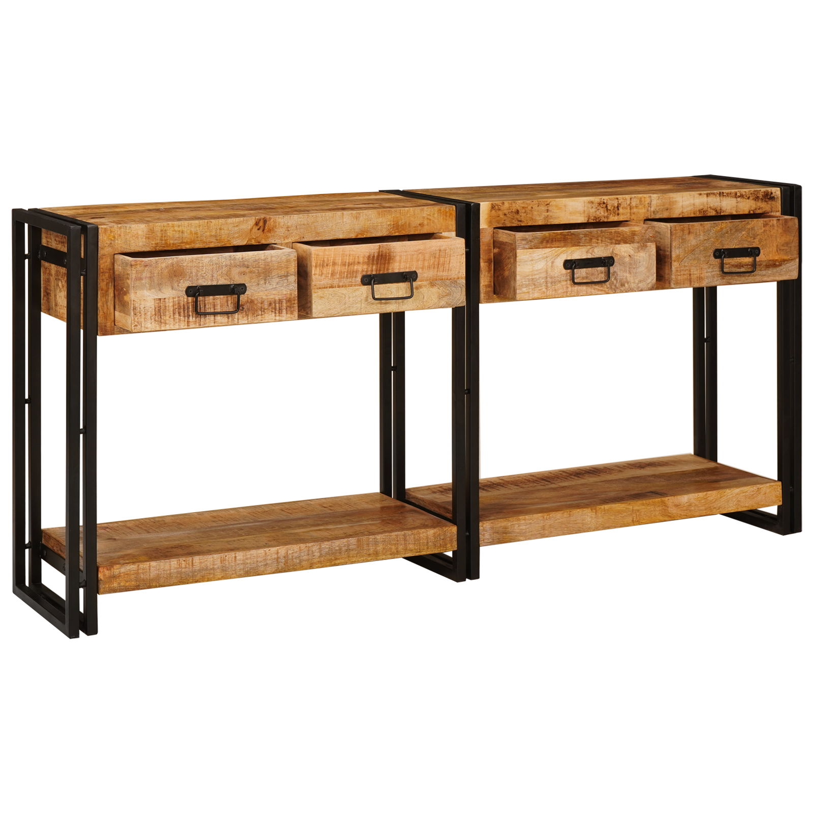 vidaXL Mese consolă 2 pcs Maro 160 x 33 x 75 cm Lemn de Acacia masiv