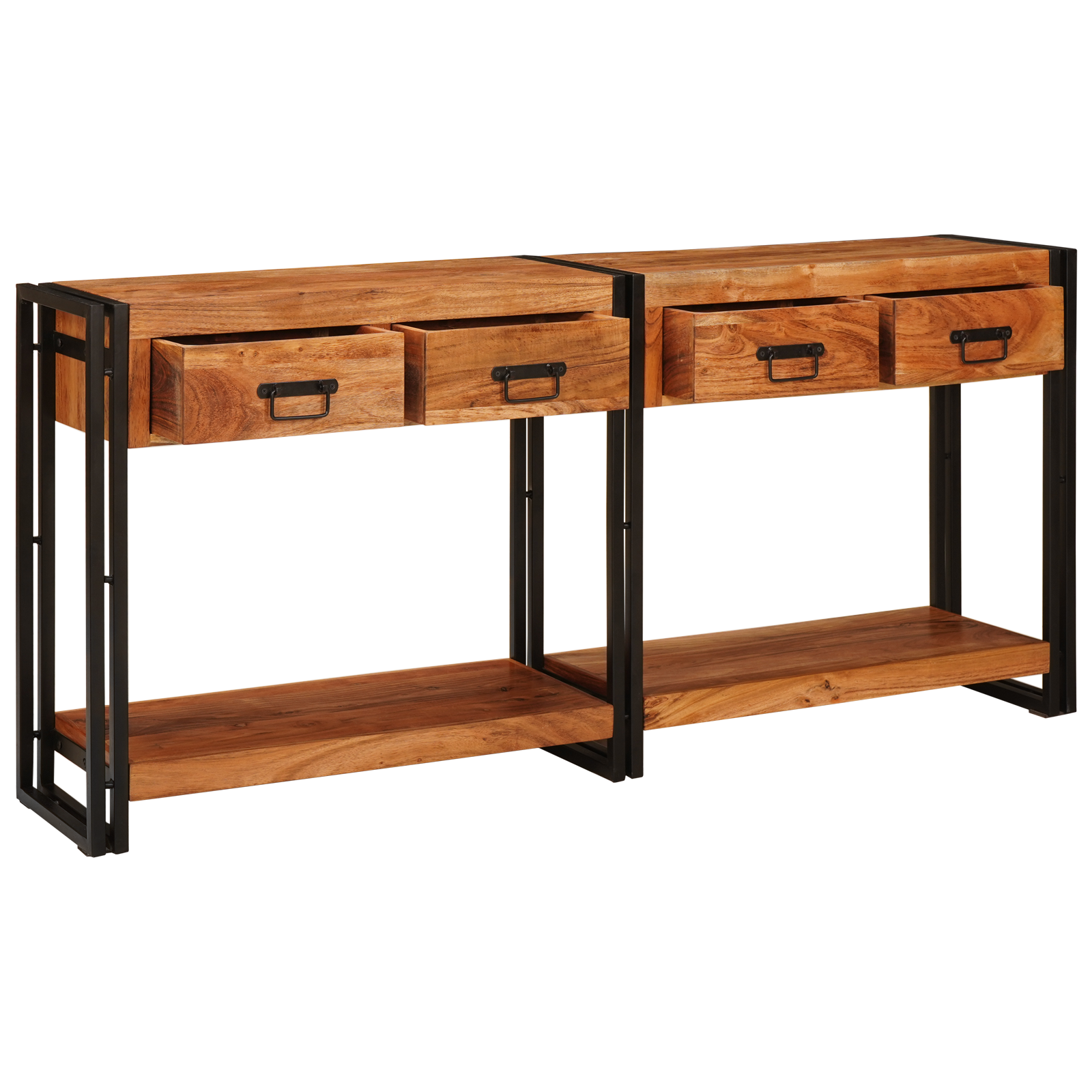 vidaXL Masă Consolă 2 2 pcs Maro 160 x 33 x 75 cm Lemn de Acacia masiv vidaXL Masă Consolă 2 2 pcs Maro 160 x 33 x 75 cm Lemn de Acacia masiv