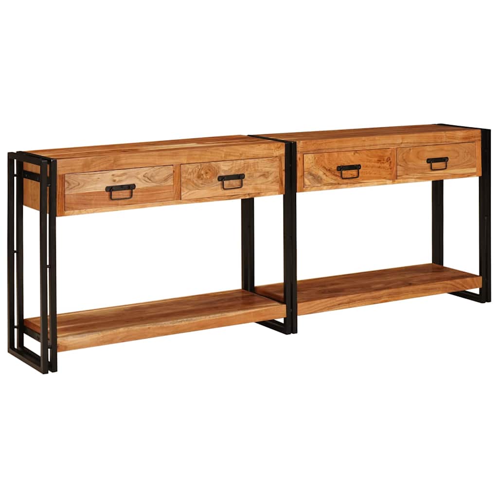 vidaXL Mese consolă 2 pcs Maro 200 x 33 x 75 cm Lemn masiv de acacia vidaXL Mese consolă 2 pcs Maro 200 x 33 x 75 cm Lemn masiv de acacia