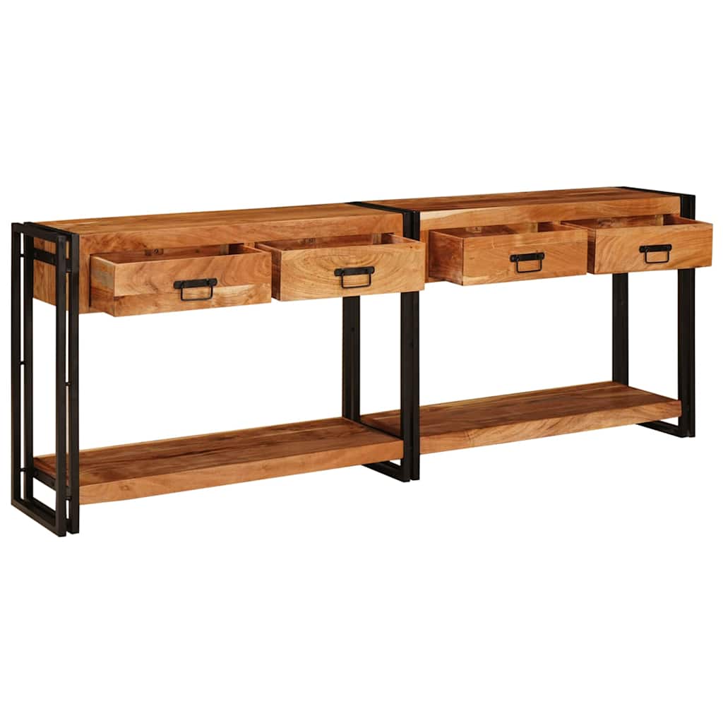 vidaXL Mese consolă 2 pcs Maro 200 x 33 x 75 cm Lemn masiv de acacia vidaXL Mese consolă 2 pcs Maro 200 x 33 x 75 cm Lemn masiv de acacia