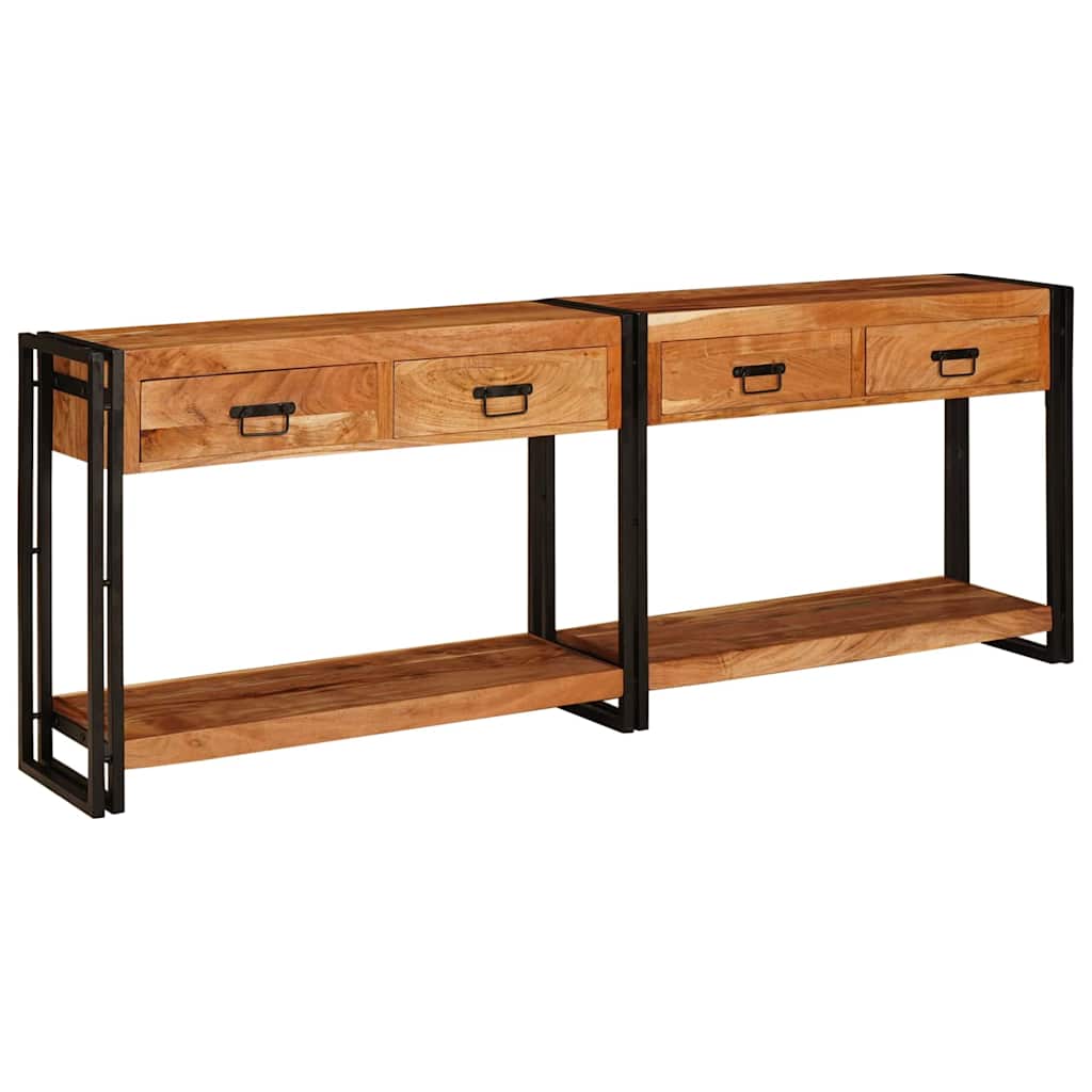 vidaXL Mese consolă 2 pcs Maro 200 x 33 x 75 cm Lemn masiv de acacia vidaXL Mese consolă 2 pcs Maro 200 x 33 x 75 cm Lemn masiv de acacia