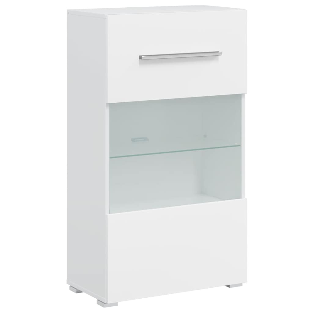 vidaXL Unități TV de 5 piese cu iluminare LED lemn prelucrat alb mat