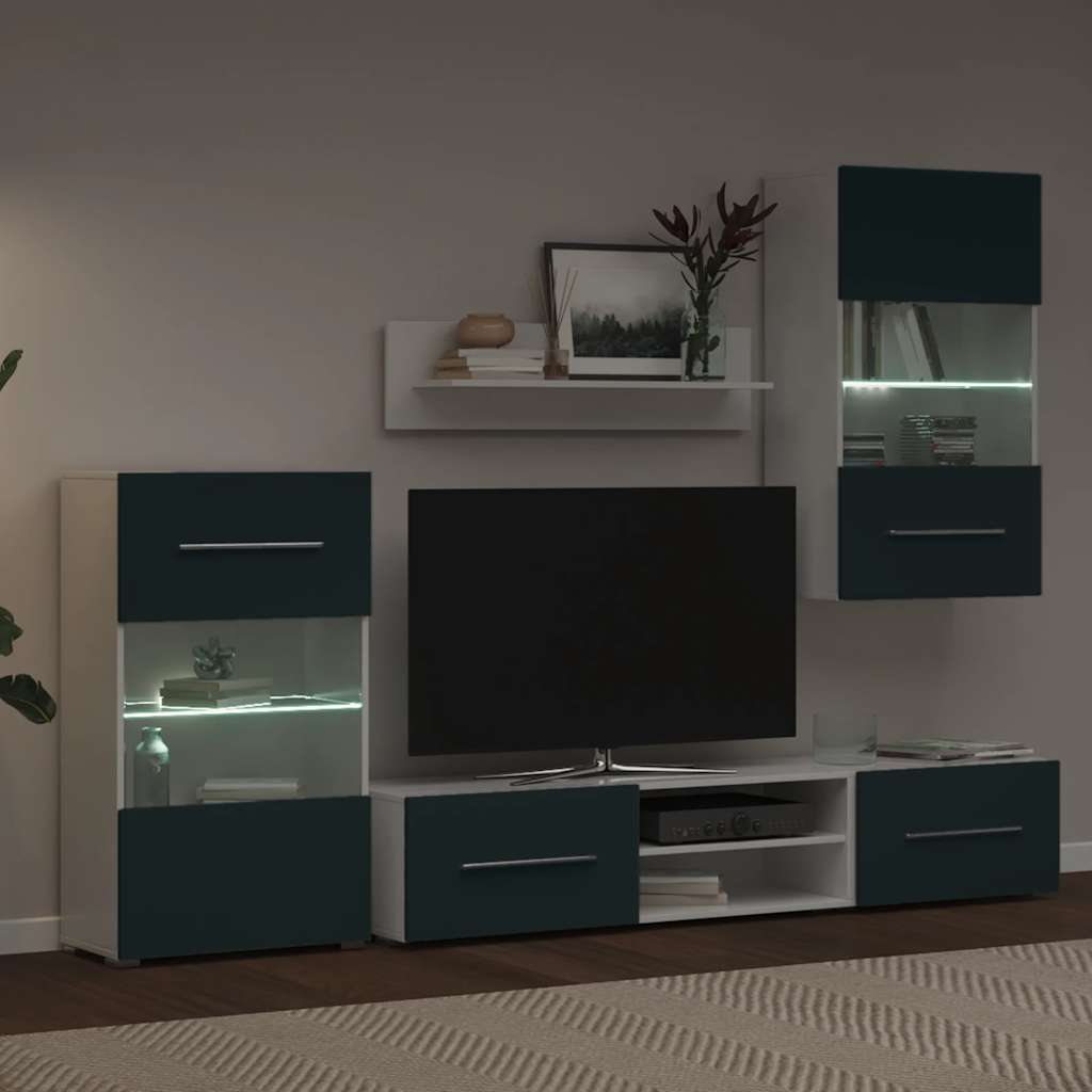 vidaXL Unități TV din 5 piese cu iluminare LED lemn mat Indigo