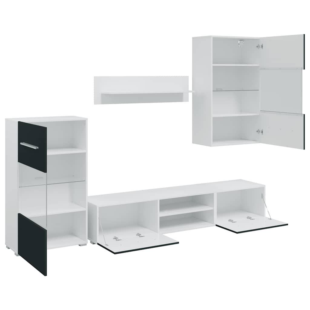 vidaXL Unități TV din 5 piese cu iluminare LED lemn mat Indigo