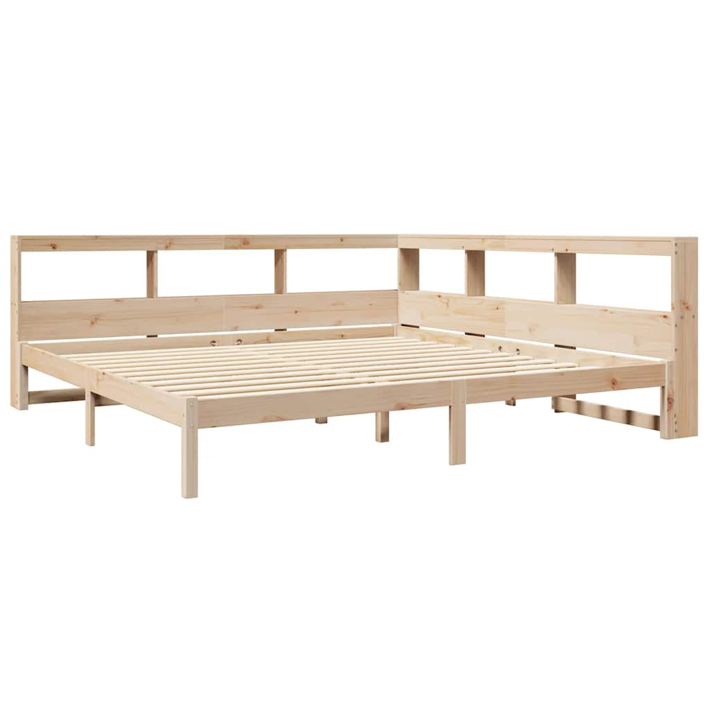vidaXL Pat cu bibliotecă fără saltea, 200x200 cm, lemn masiv de pin