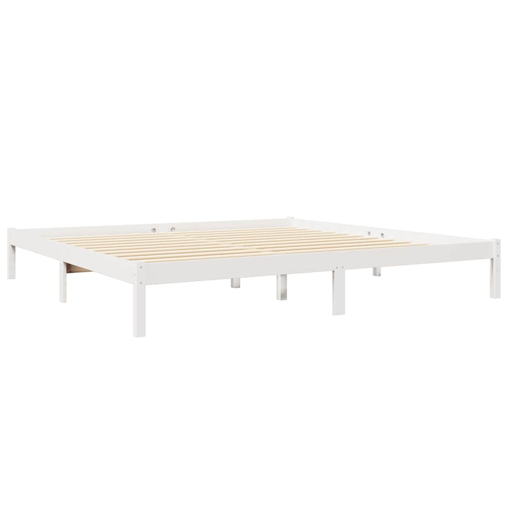 vidaXL Pat cu bibliotecă fără saltea, alb, 200x200 cm, lemn masiv pin vidaXL Pat cu bibliotecă fără saltea, alb, 200x200 cm, lemn masiv pin