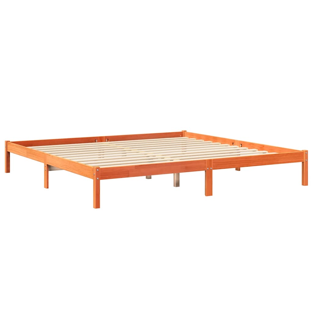 vidaXL Pat cu bibliotecă fără saltea maro 200x200 cm lemn masiv de pin