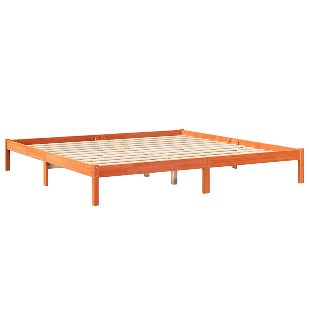 vidaXL Pat cu bibliotecă fără saltea maro 180x200 cm lemn masiv de pin