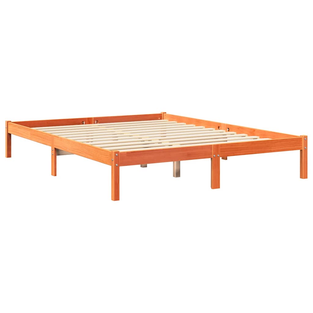 vidaXL Pat cu bibliotecă fără saltea maro 160x200 cm lemn masiv de pin