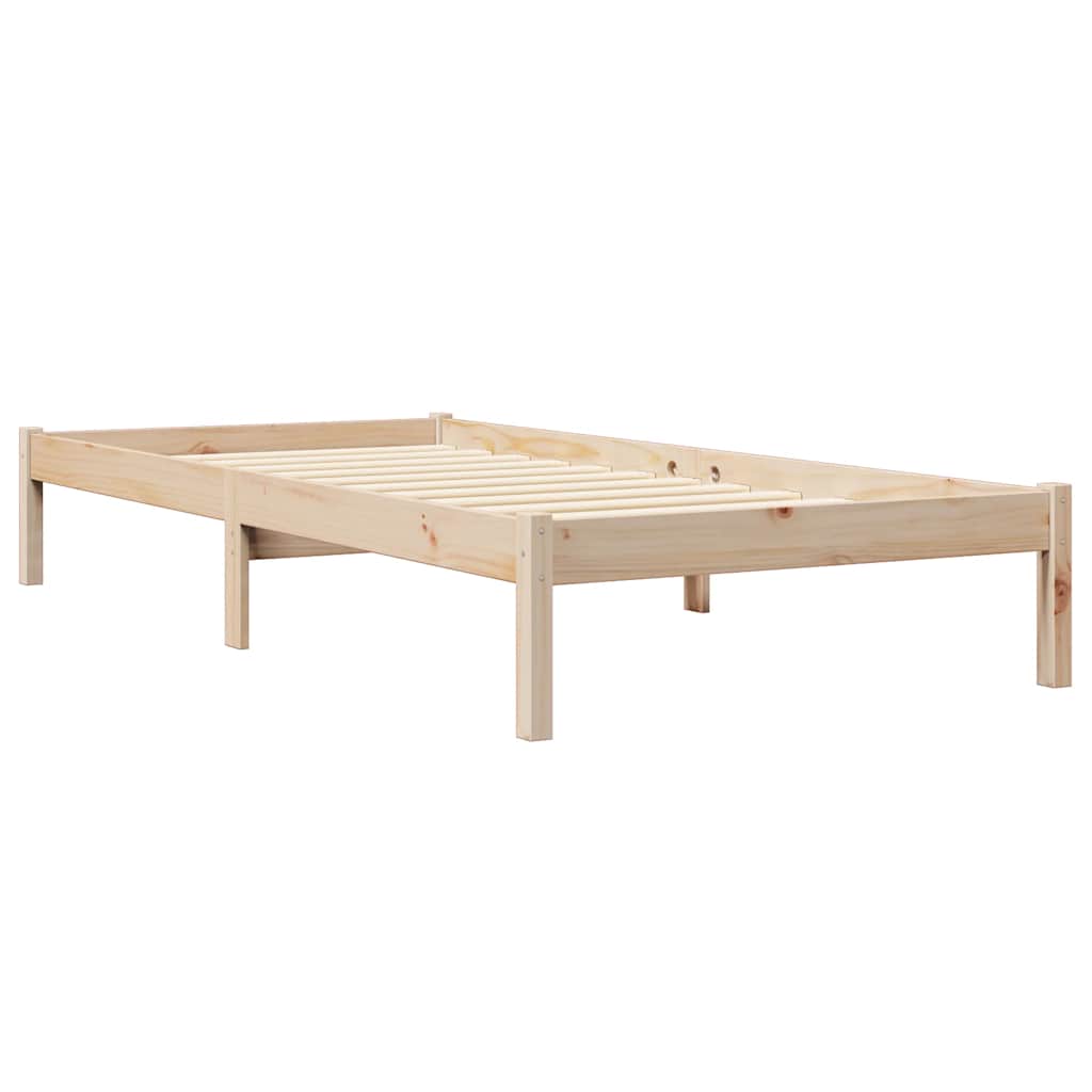 vidaXL Pat cu bibliotecă fără saltea, 100x200 cm, lemn masiv pin