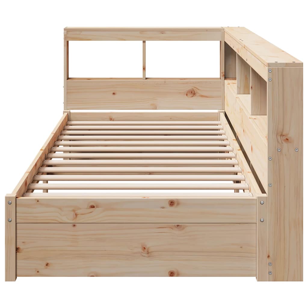 vidaXL Pat cu bibliotecă fără saltea, 90x190 cm, lemn masiv de pin vidaXL Pat cu bibliotecă fără saltea, 90x190 cm, lemn masiv de pin