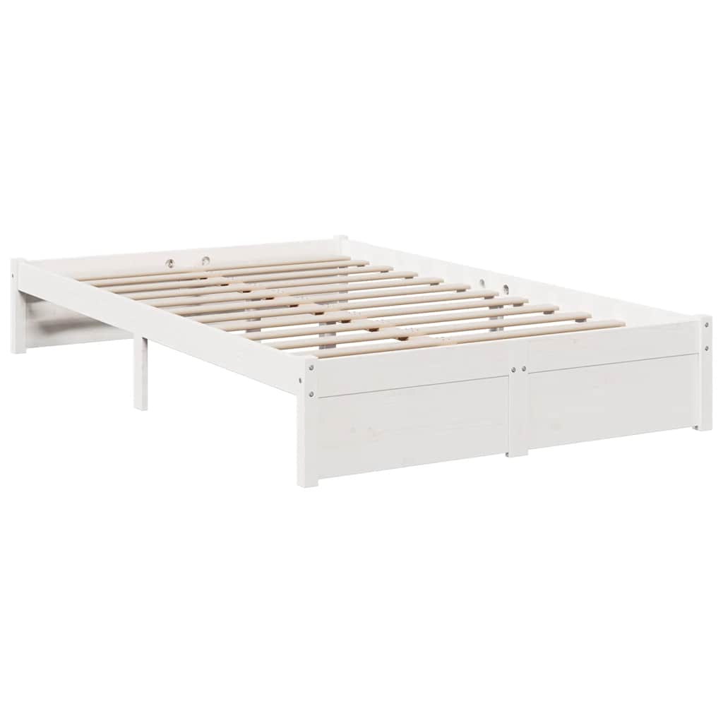 vidaXL Pat cu bibliotecă fără saltea, alb, 90x190 cm, lemn masiv pin vidaXL Pat cu bibliotecă fără saltea, alb, 90x190 cm, lemn masiv pin
